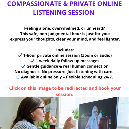 Someone to Talk to – Support and Listening Service (Online or In-Person) From €40/hour